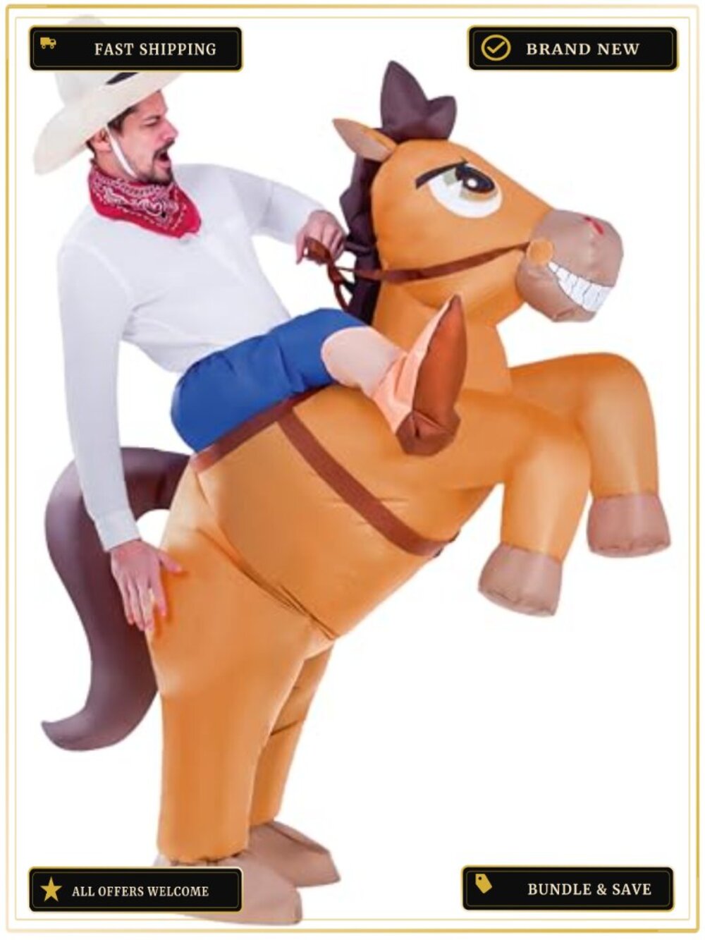 Halloween Ride-On Inflatable Horse Costume Adult Polyester Jumpsuit